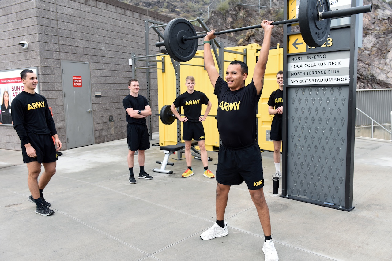 ASU ROTC workouts at Mountain America Stadium