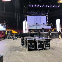 Stage and production crew at Desert Financial Arena