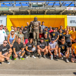 Guests pictured with Pat Tillman statue