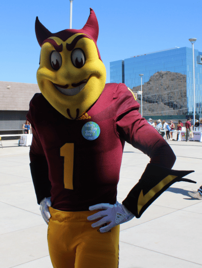 Sparky mascot at Earth Day Stadium Walk 2025