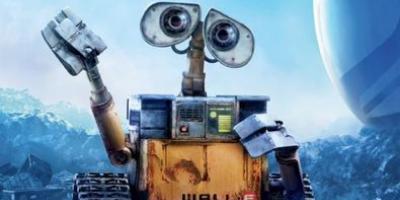 WALL-E Movie poster: a small trash robot looks up and gives a kind wave